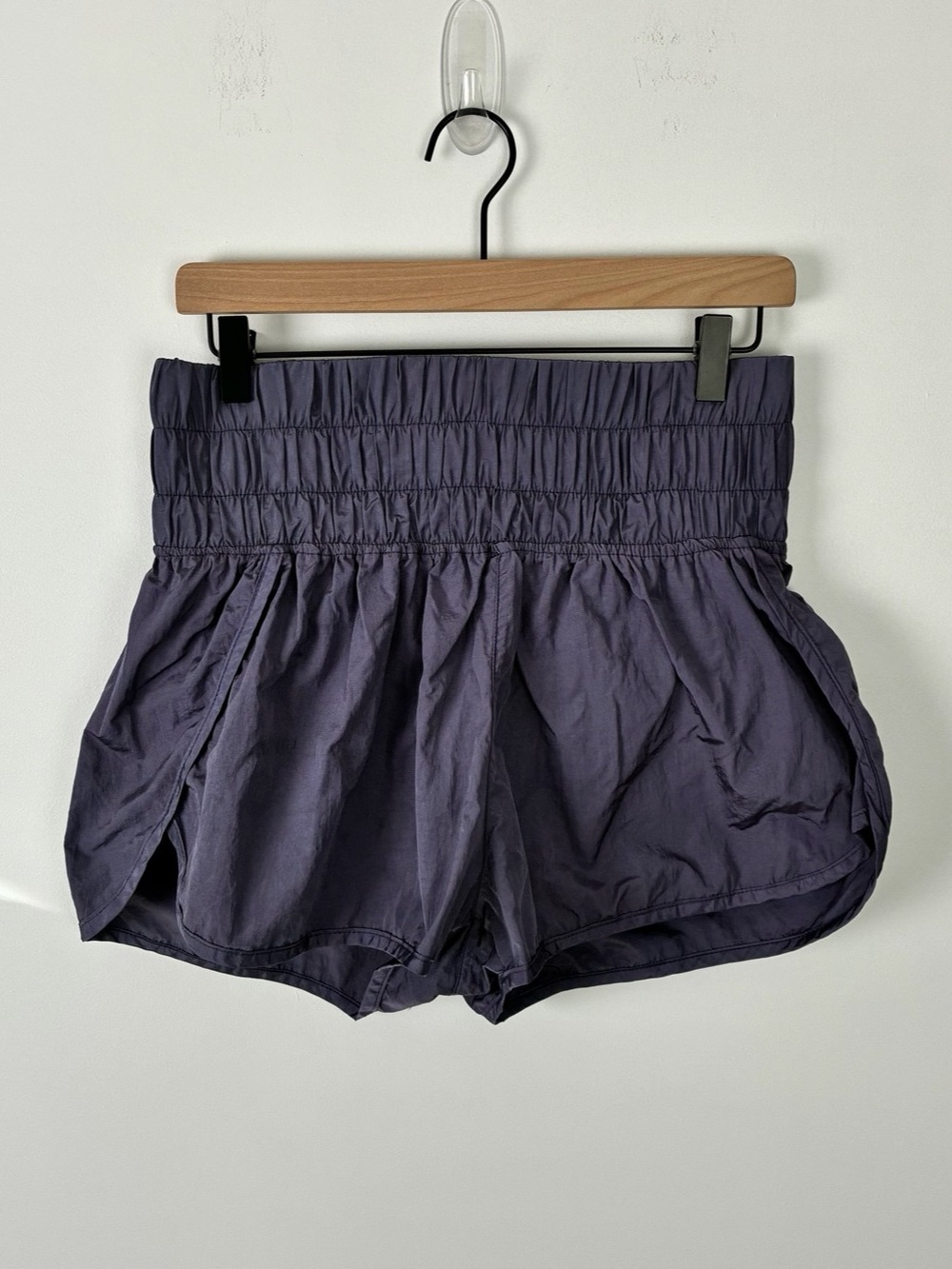 Free People FP Movement Purple The Way Home High Rise Pull On Shorts Workout L
